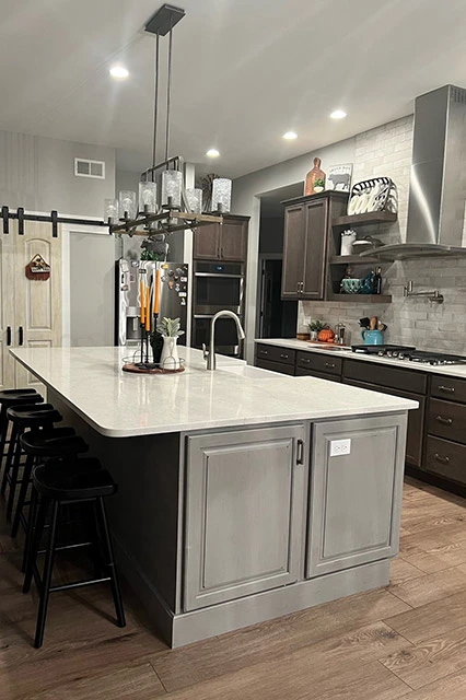 Gray Stain Kitchen Cabinet Design